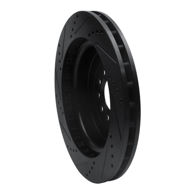 Jaguar S-Type Brake Rotor (1) - Front Right - R1 Concepts - Drilled & Slotted - Black - `03-`05